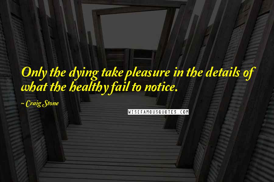 Craig Stone Quotes: Only the dying take pleasure in the details of what the healthy fail to notice.