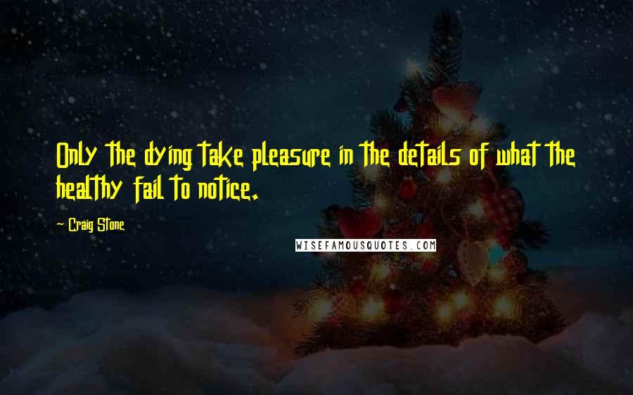 Craig Stone Quotes: Only the dying take pleasure in the details of what the healthy fail to notice.