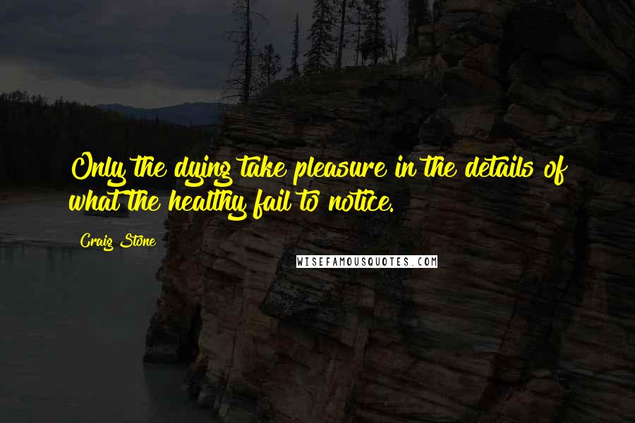 Craig Stone Quotes: Only the dying take pleasure in the details of what the healthy fail to notice.