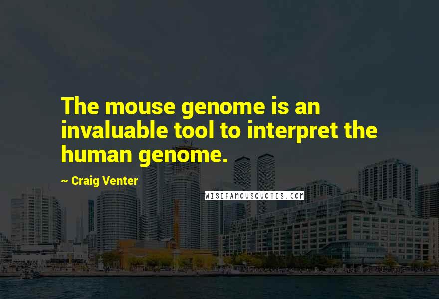 Craig Venter Quotes: The mouse genome is an invaluable tool to interpret the human genome.