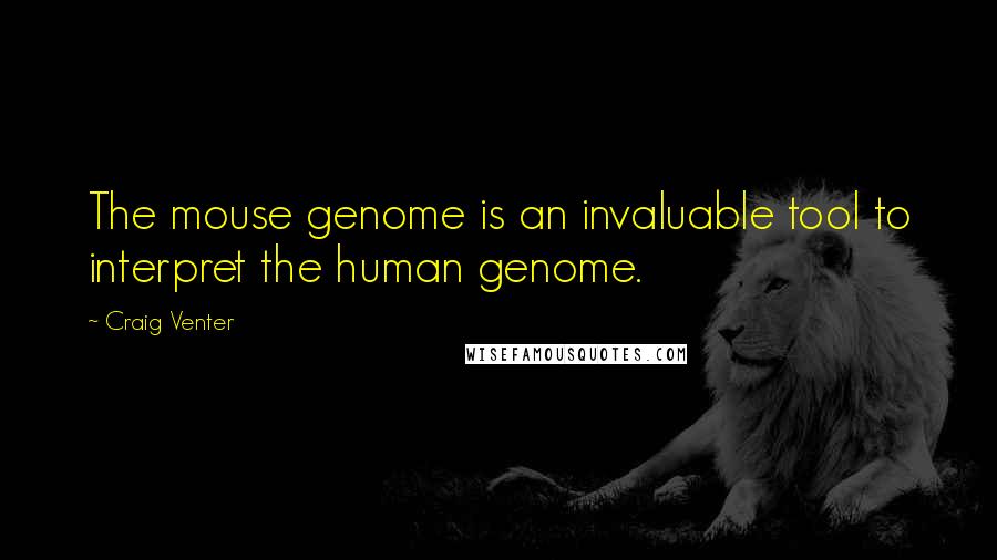 Craig Venter Quotes: The mouse genome is an invaluable tool to interpret the human genome.