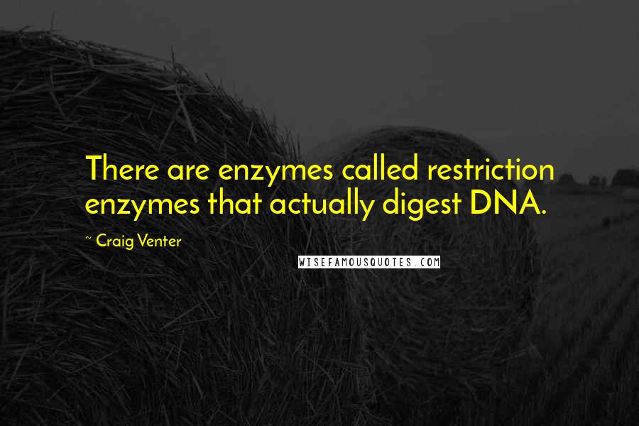 Craig Venter Quotes: There are enzymes called restriction enzymes that actually digest DNA.