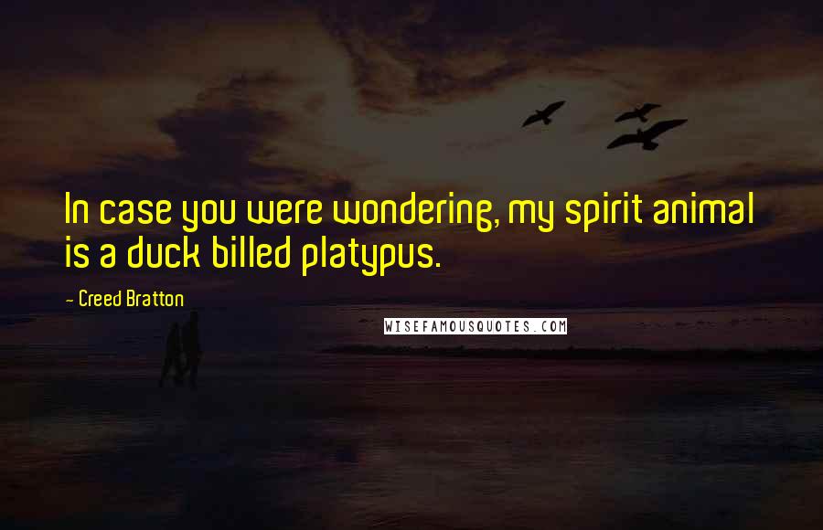 Creed Bratton Quotes: In case you were wondering, my spirit animal is a duck billed platypus.