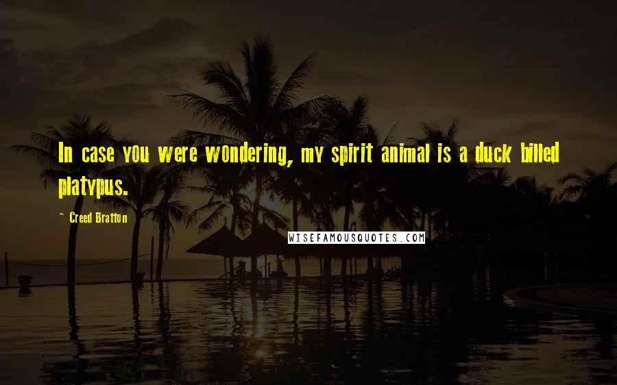 Creed Bratton Quotes: In case you were wondering, my spirit animal is a duck billed platypus.