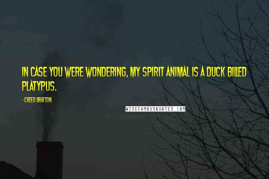 Creed Bratton Quotes: In case you were wondering, my spirit animal is a duck billed platypus.