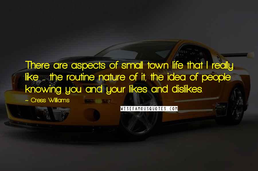 Cress Williams Quotes: There are aspects of small town life that I really like - the routine nature of it, the idea of people knowing you and your likes and dislikes.