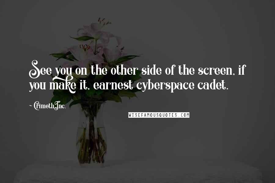 CrimethInc. Quotes: See you on the other side of the screen, if you make it, earnest cyberspace cadet.