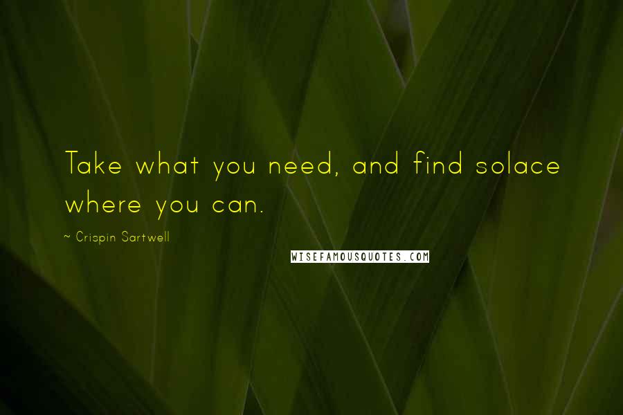 Crispin Sartwell Quotes: Take what you need, and find solace where you can.
