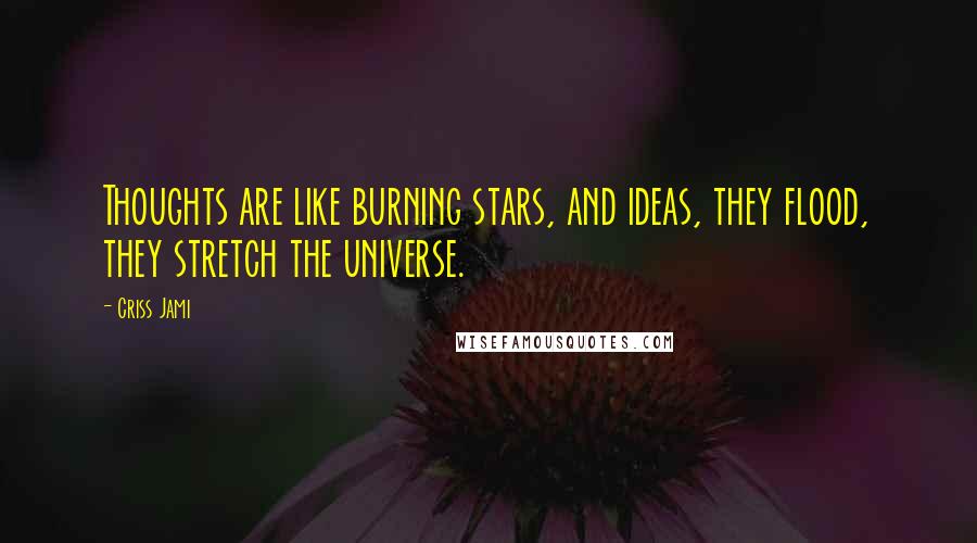 Criss Jami Quotes: Thoughts are like burning stars, and ideas, they flood, they stretch the universe.