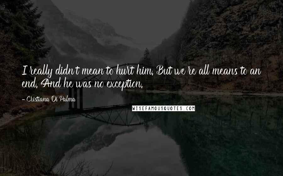 Cristiana Di Palma Quotes: I really didn't mean to hurt him. But we're all means to an end. And he was no exception.