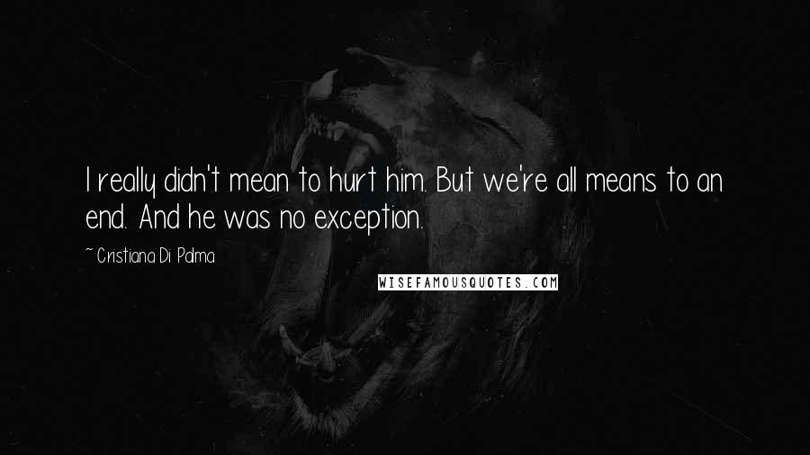 Cristiana Di Palma Quotes: I really didn't mean to hurt him. But we're all means to an end. And he was no exception.