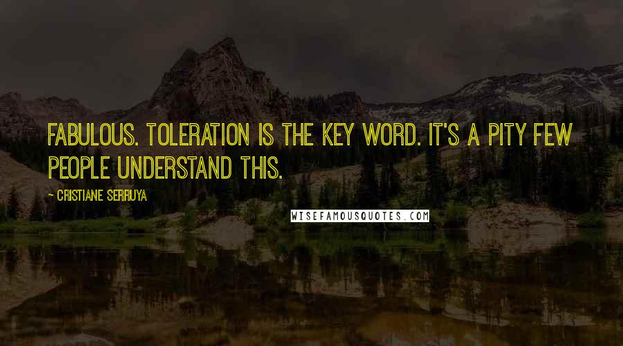 Cristiane Serruya Quotes: Fabulous. Toleration is the key word. It's a pity few people understand this.