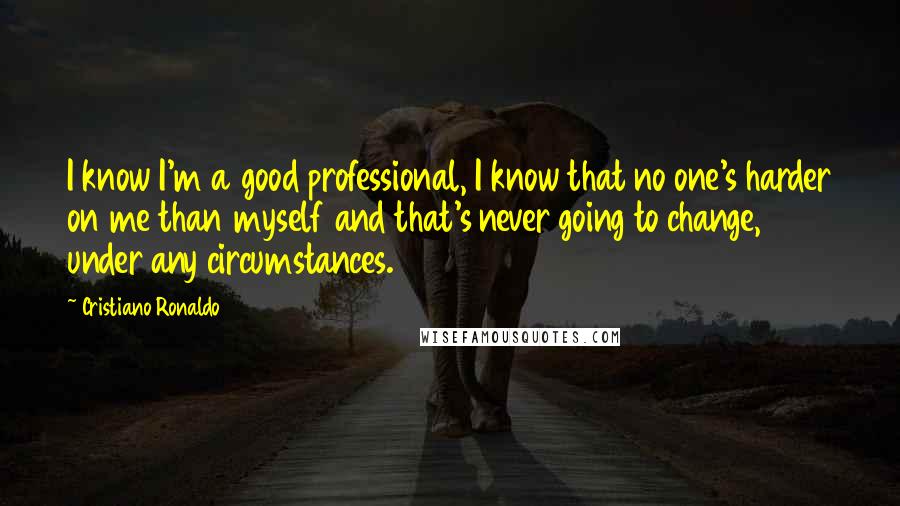 Cristiano Ronaldo Quotes: I know I'm a good professional, I know that no one's harder on me than myself and that's never going to change, under any circumstances.