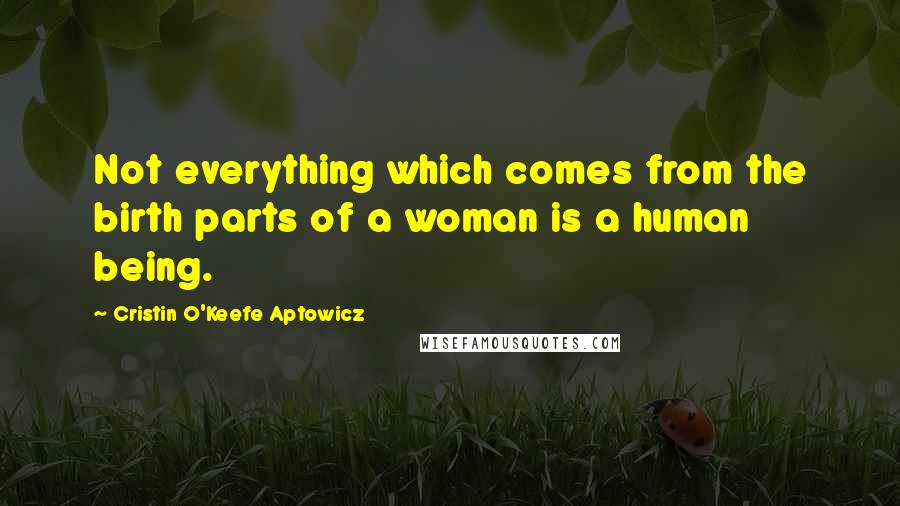 Cristin O'Keefe Aptowicz Quotes: Not everything which comes from the birth parts of a woman is a human being.