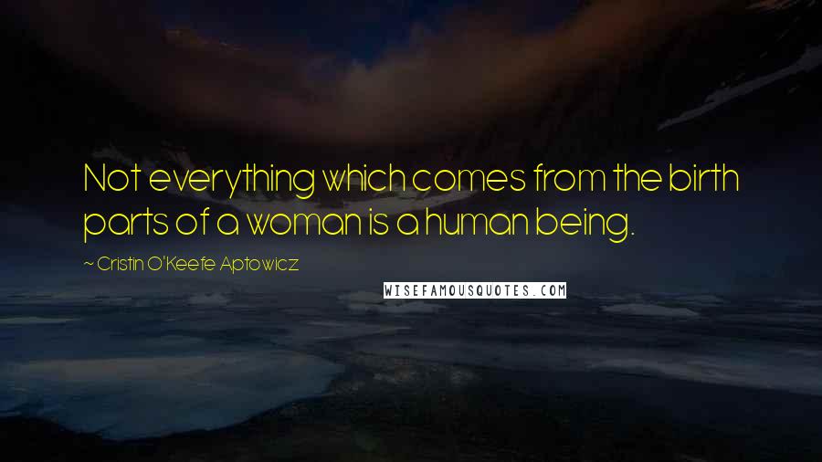 Cristin O'Keefe Aptowicz Quotes: Not everything which comes from the birth parts of a woman is a human being.