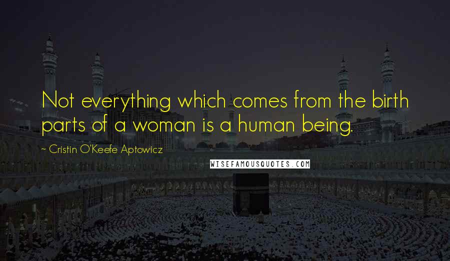 Cristin O'Keefe Aptowicz Quotes: Not everything which comes from the birth parts of a woman is a human being.