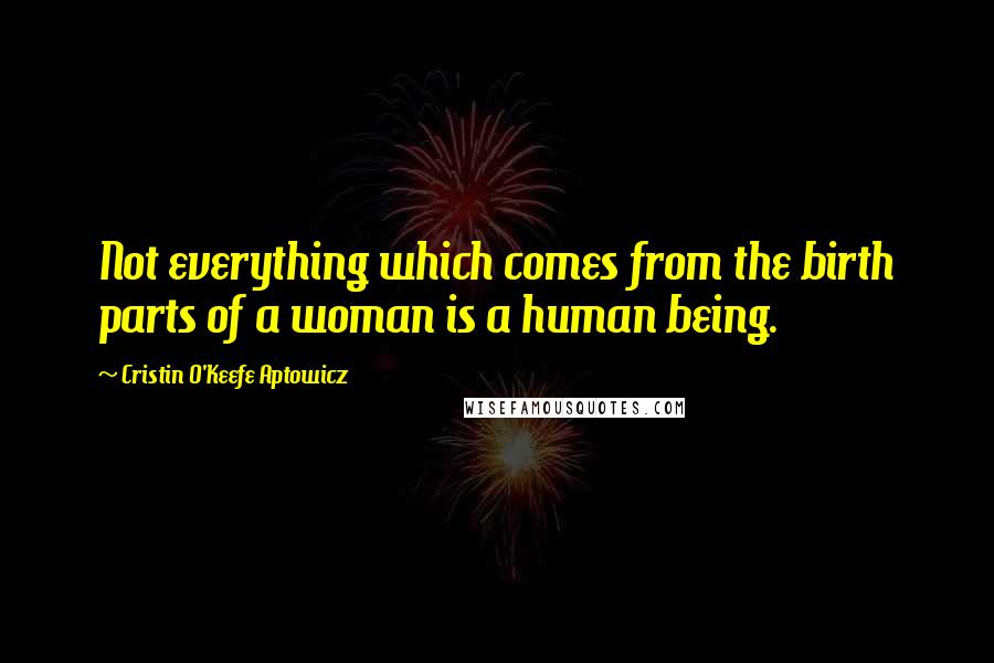 Cristin O'Keefe Aptowicz Quotes: Not everything which comes from the birth parts of a woman is a human being.