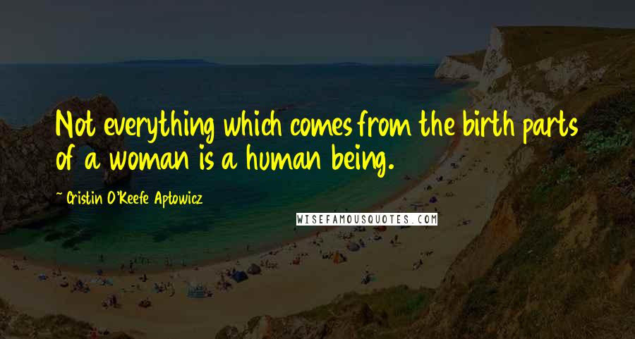 Cristin O'Keefe Aptowicz Quotes: Not everything which comes from the birth parts of a woman is a human being.