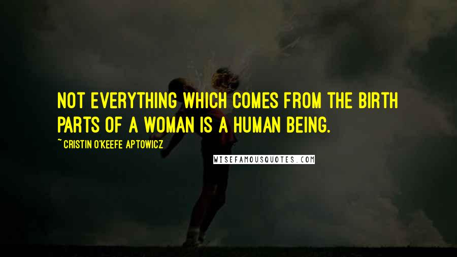 Cristin O'Keefe Aptowicz Quotes: Not everything which comes from the birth parts of a woman is a human being.