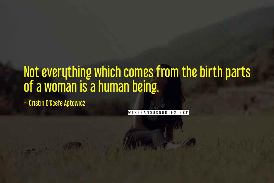 Cristin O'Keefe Aptowicz Quotes: Not everything which comes from the birth parts of a woman is a human being.