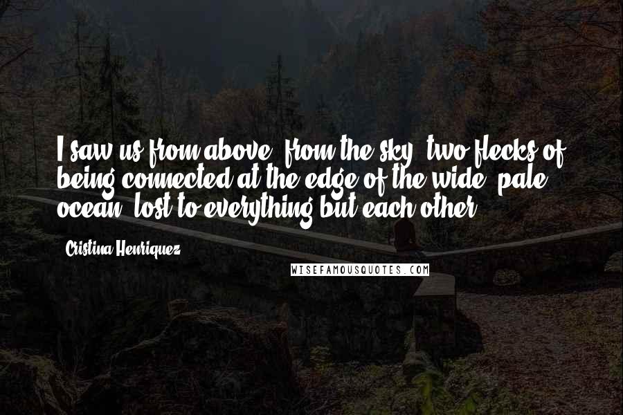 Cristina Henriquez Quotes: I saw us from above, from the sky, two flecks of being connected at the edge of the wide, pale ocean, lost to everything but each other.