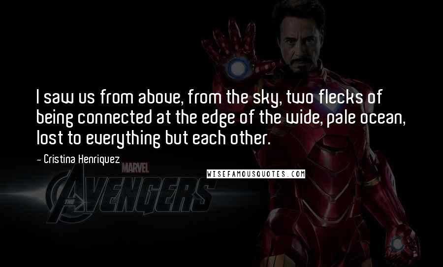 Cristina Henriquez Quotes: I saw us from above, from the sky, two flecks of being connected at the edge of the wide, pale ocean, lost to everything but each other.