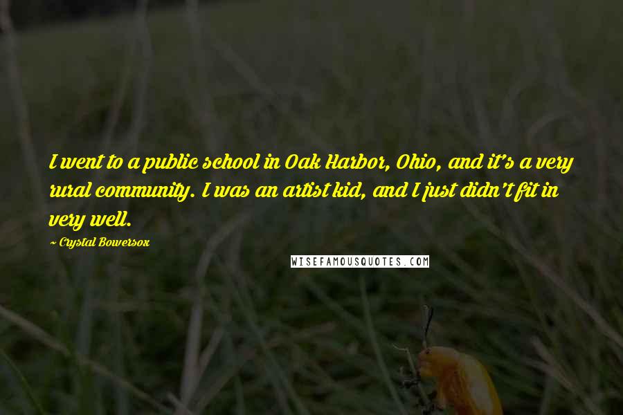 Crystal Bowersox Quotes: I went to a public school in Oak Harbor, Ohio, and it's a very rural community. I was an artist kid, and I just didn't fit in very well.