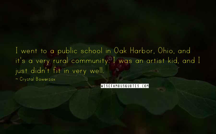 Crystal Bowersox Quotes: I went to a public school in Oak Harbor, Ohio, and it's a very rural community. I was an artist kid, and I just didn't fit in very well.