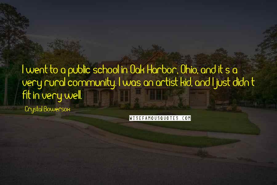Crystal Bowersox Quotes: I went to a public school in Oak Harbor, Ohio, and it's a very rural community. I was an artist kid, and I just didn't fit in very well.