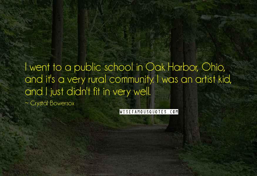 Crystal Bowersox Quotes: I went to a public school in Oak Harbor, Ohio, and it's a very rural community. I was an artist kid, and I just didn't fit in very well.