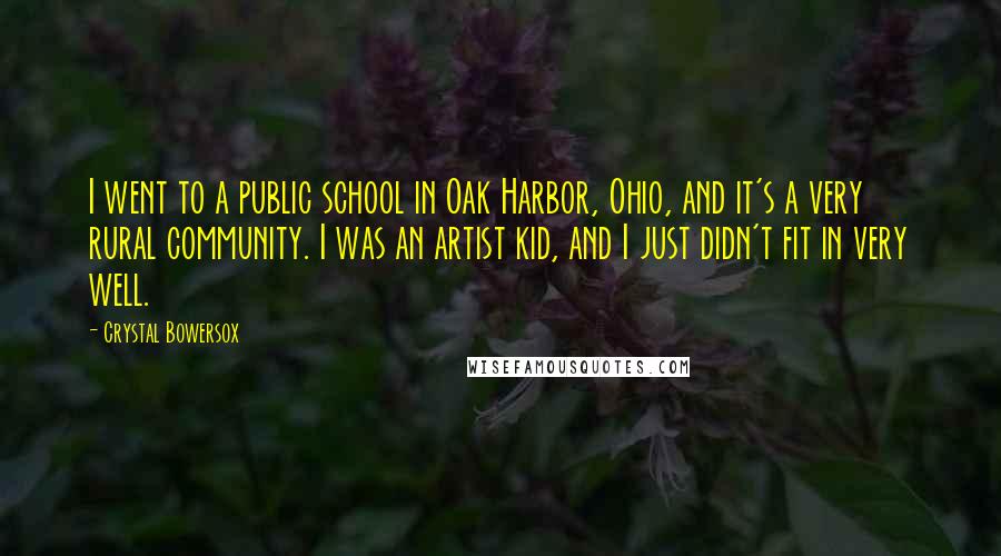 Crystal Bowersox Quotes: I went to a public school in Oak Harbor, Ohio, and it's a very rural community. I was an artist kid, and I just didn't fit in very well.