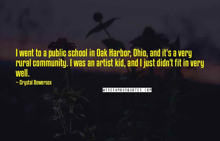 Crystal Bowersox Quotes: I went to a public school in Oak Harbor, Ohio, and it's a very rural community. I was an artist kid, and I just didn't fit in very well.