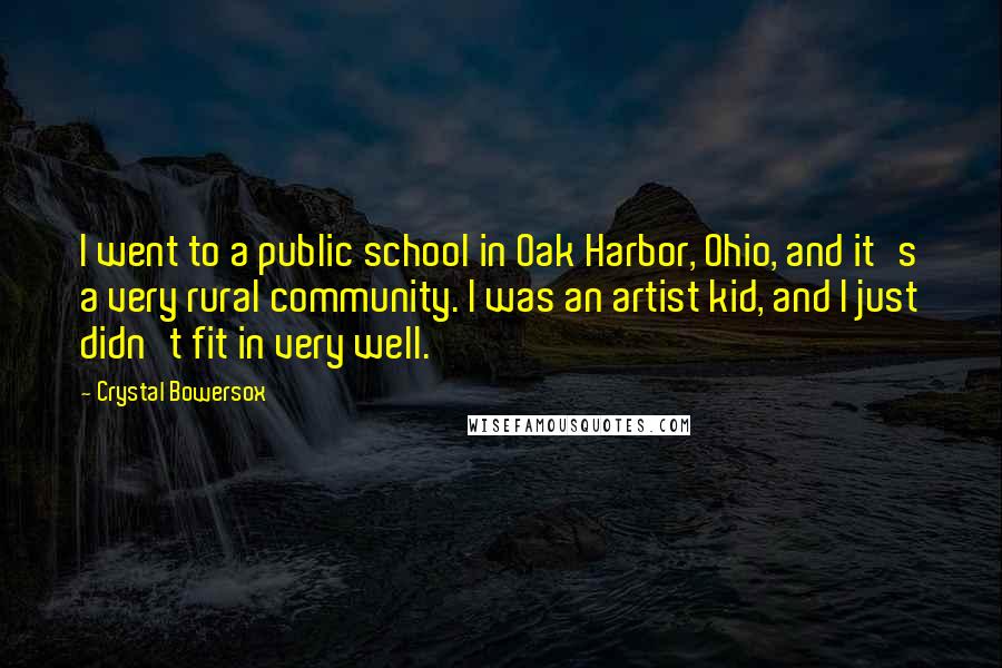 Crystal Bowersox Quotes: I went to a public school in Oak Harbor, Ohio, and it's a very rural community. I was an artist kid, and I just didn't fit in very well.