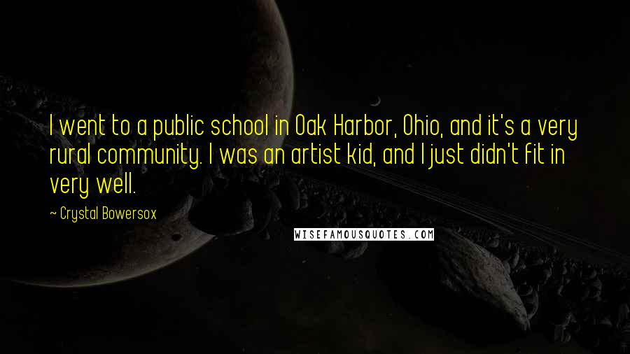 Crystal Bowersox Quotes: I went to a public school in Oak Harbor, Ohio, and it's a very rural community. I was an artist kid, and I just didn't fit in very well.