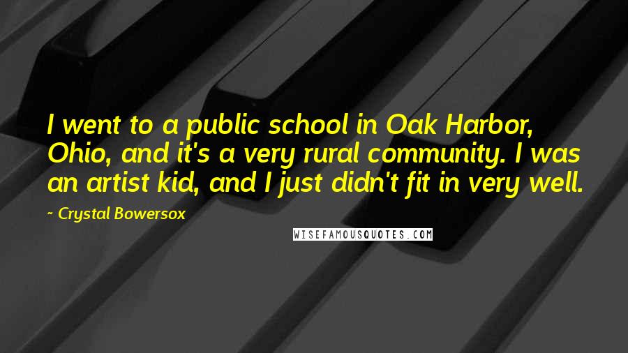 Crystal Bowersox Quotes: I went to a public school in Oak Harbor, Ohio, and it's a very rural community. I was an artist kid, and I just didn't fit in very well.