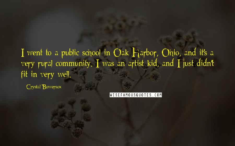 Crystal Bowersox Quotes: I went to a public school in Oak Harbor, Ohio, and it's a very rural community. I was an artist kid, and I just didn't fit in very well.