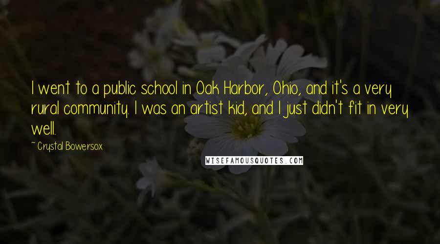Crystal Bowersox Quotes: I went to a public school in Oak Harbor, Ohio, and it's a very rural community. I was an artist kid, and I just didn't fit in very well.