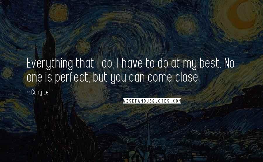 Cung Le Quotes: Everything that I do, I have to do at my best. No one is perfect, but you can come close.