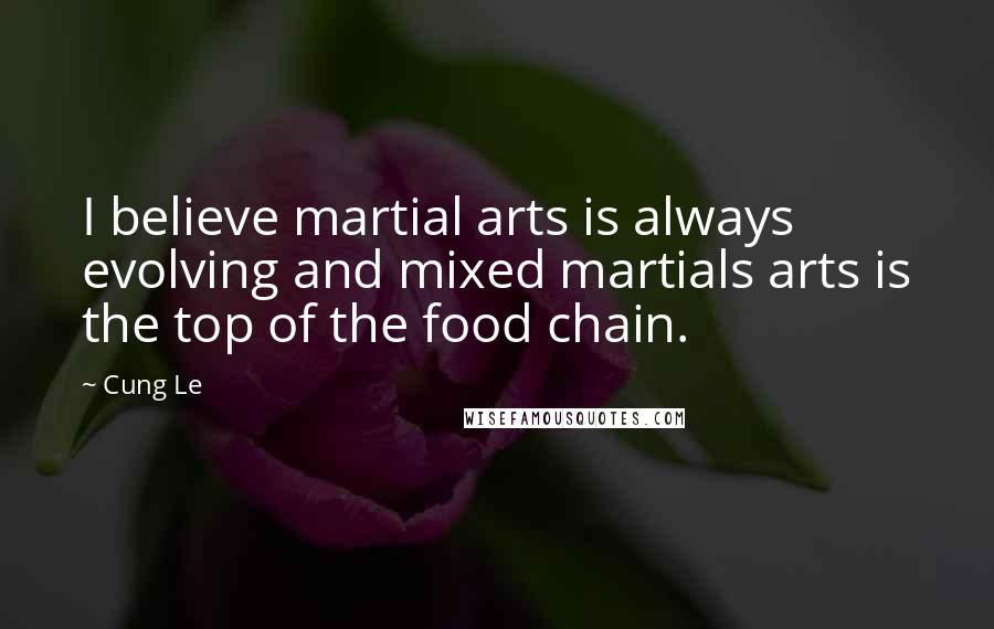 Cung Le Quotes: I believe martial arts is always evolving and mixed martials arts is the top of the food chain.