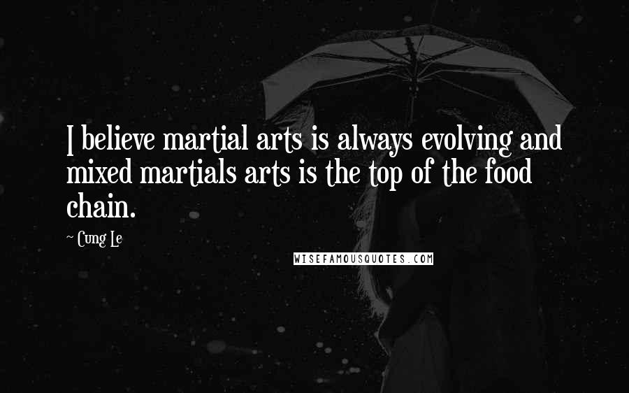 Cung Le Quotes: I believe martial arts is always evolving and mixed martials arts is the top of the food chain.