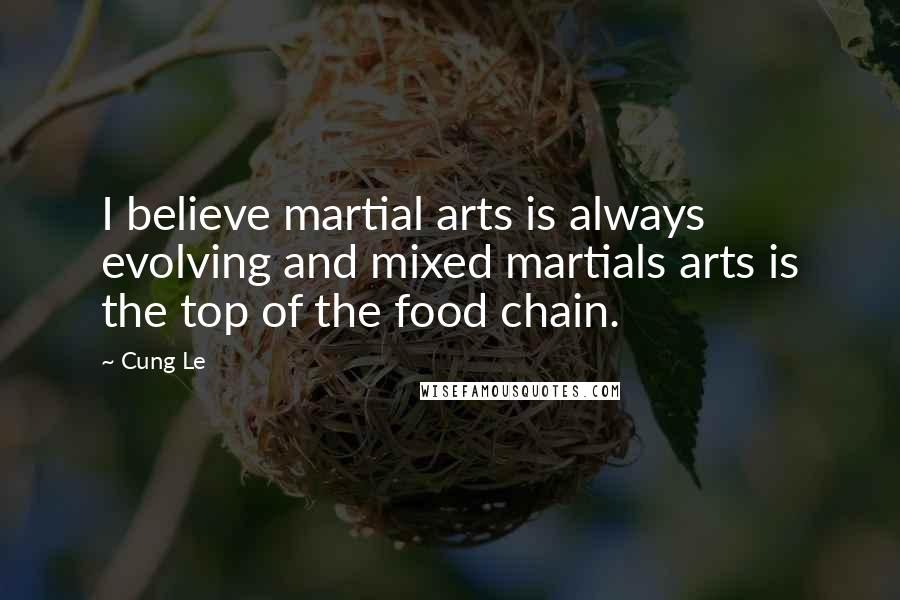 Cung Le Quotes: I believe martial arts is always evolving and mixed martials arts is the top of the food chain.