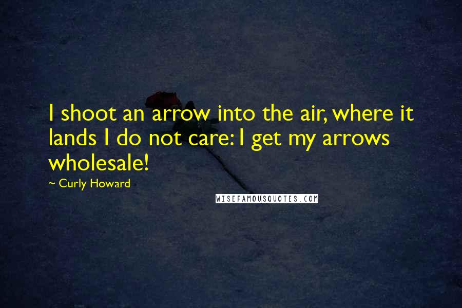 Curly Howard Quotes: I shoot an arrow into the air, where it lands I do not care: I get my arrows wholesale!