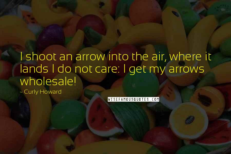 Curly Howard Quotes: I shoot an arrow into the air, where it lands I do not care: I get my arrows wholesale!