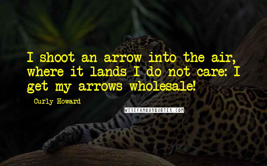 Curly Howard Quotes: I shoot an arrow into the air, where it lands I do not care: I get my arrows wholesale!