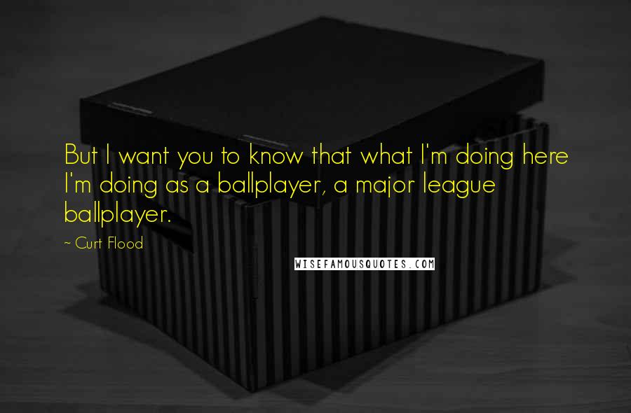 Curt Flood Quotes: But I want you to know that what I'm doing here I'm doing as a ballplayer, a major league ballplayer.