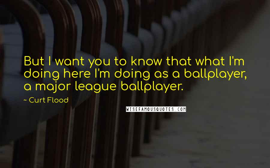 Curt Flood Quotes: But I want you to know that what I'm doing here I'm doing as a ballplayer, a major league ballplayer.