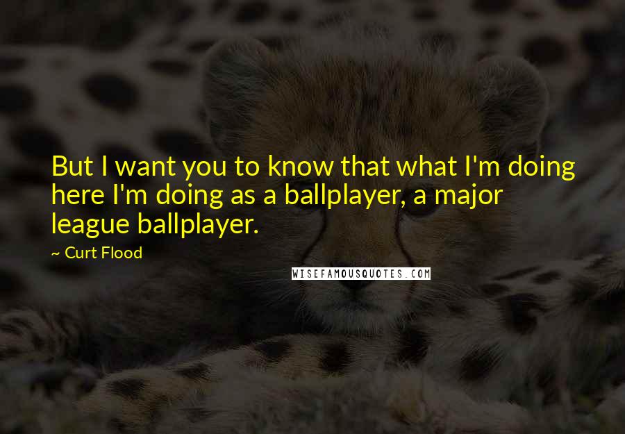 Curt Flood Quotes: But I want you to know that what I'm doing here I'm doing as a ballplayer, a major league ballplayer.