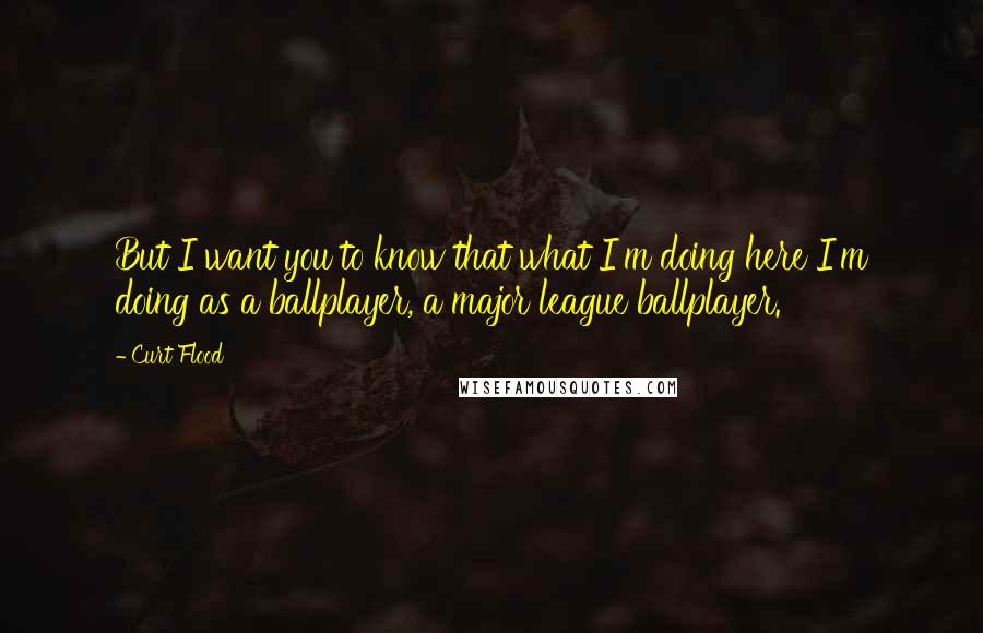 Curt Flood Quotes: But I want you to know that what I'm doing here I'm doing as a ballplayer, a major league ballplayer.