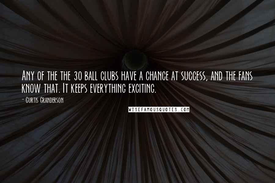 Curtis Granderson Quotes: Any of the the 30 ball clubs have a chance at success, and the fans know that. It keeps everything exciting.