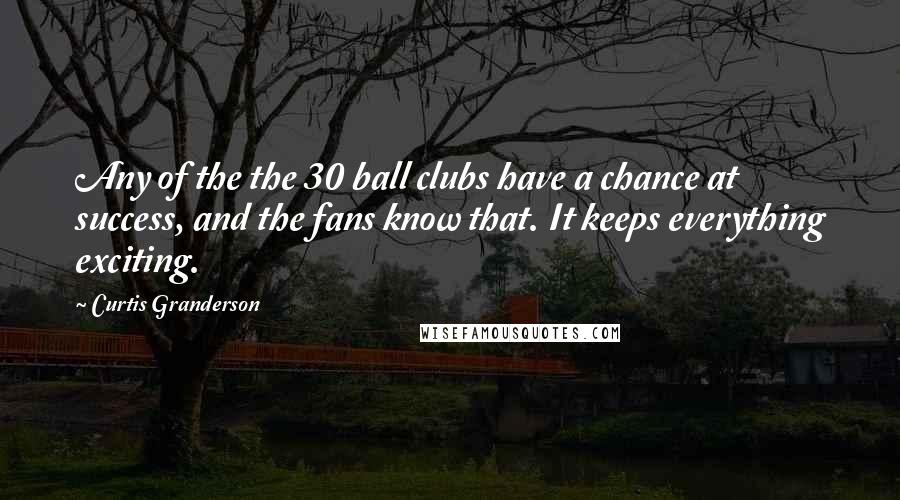 Curtis Granderson Quotes: Any of the the 30 ball clubs have a chance at success, and the fans know that. It keeps everything exciting.